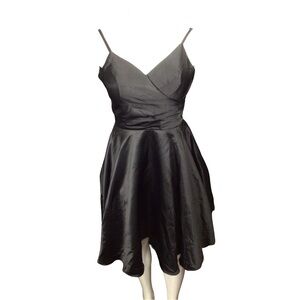 May Queen Black Satin Mini Dress